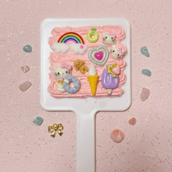 헬로키티 생크림 데코덴 거울 꾸미기 DIY 이미지