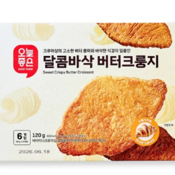 8월 오늘좋은 달콤바싹 버터크룽지와 함께하는 싱글벙글 얼굴표정 과자 이미지